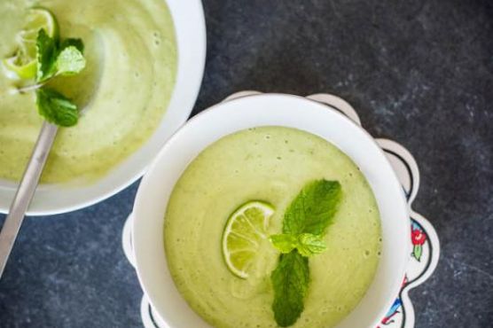 No-Cook Refreshing Mint Avocado Chilled Soup
