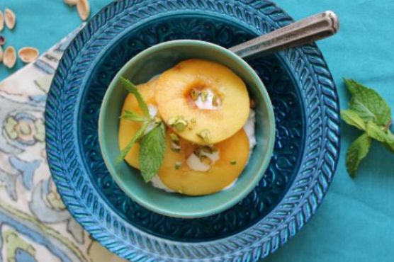 Peach and Pistachio Greek Yogurt Bowl