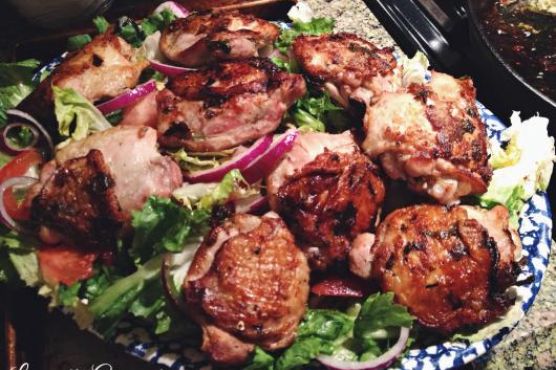 Ginger-Garlic and Lime Chicken Thighs with Escarole Salad