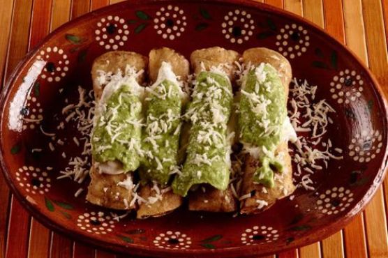 Chicken Taquitos with an Avocado Salsa