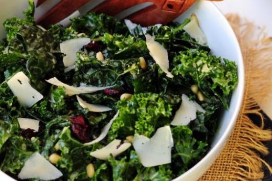 Massaged Kale Salad with Pine Nuts & Dried Cranberries Massaged Kale Salad with Pine Nuts & Dried Cranberries