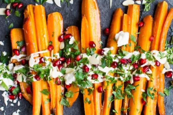 Maple Mustard Roasted Carrots with Garlic Cashew Cream