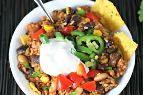 One Pan Healthy Turkey Beans and Rice