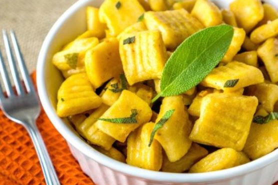 Sweet Potato Gnocchi tossed in Garlic Sage Olive Oil Sweet Potato Gnocchi tossed in Garlic Sage Olive Oil