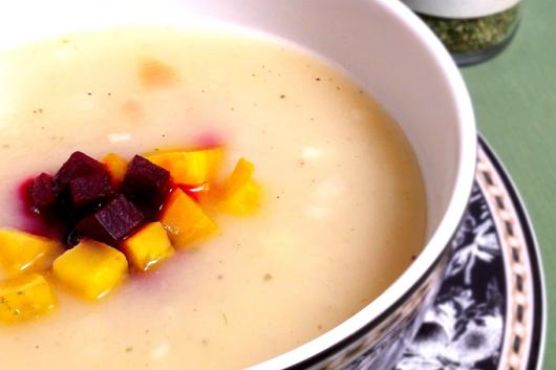Potato & Leek Soup with Roasted Beets Potato & Leek Soup with Roasted Beets