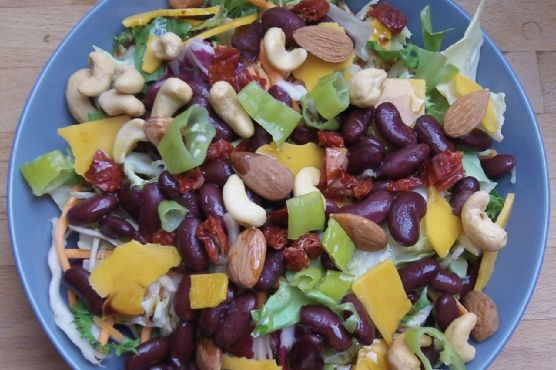 Spicy Salad with Kidney Beans, Cheddar, and Nuts Spicy Salad with Kidney Beans, Cheddar, and Nuts