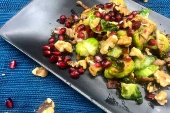 Brussels Sprouts Cooked in Bacon Fat with Walnuts and Pomegranate Brussels Sprouts Cooked in Bacon Fat with Walnuts and Pomegranate