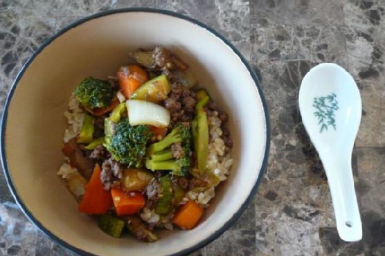 Asian Vegetable Stir Fry With Ground Beef