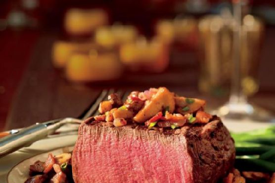 Beef Tenderloin Steaks with Seared Mushrooms and Red Wine Vinaigrette