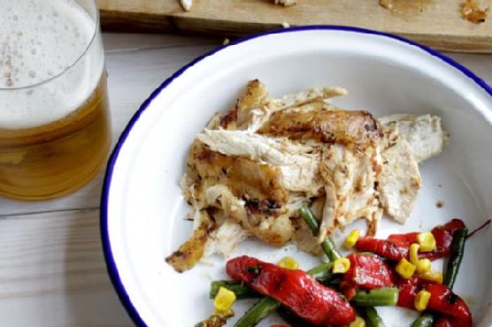 Beer Can Chicken, Country Style Vegetables with Roasted Garlic Beer Can Chicken, Country Style Vegetables with Roasted Garlic