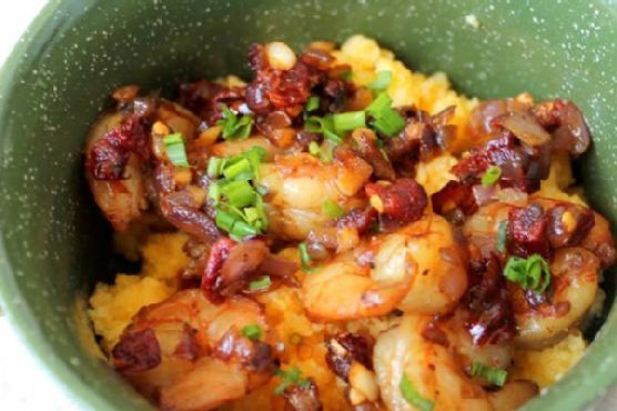 Cheddar Polenta with Sun-dried Tomatoes & Shrimp Cheddar Polenta with Sun-dried Tomatoes & Shrimp