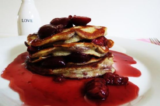 Cherry Pancakes for One