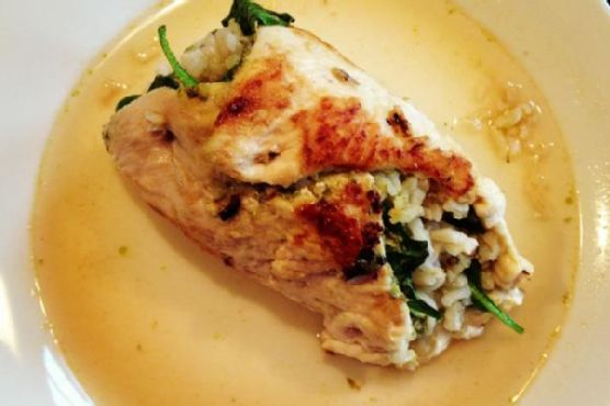 Chicken Rollintini with Pesto, Baby Spinach & Brown Rice
