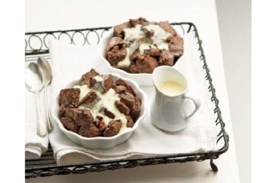 Chocolate-Walnut Bread Pudding