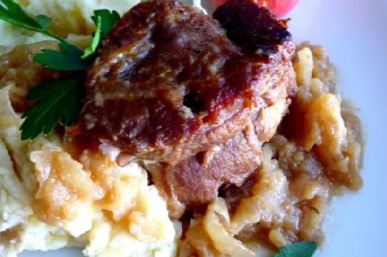 Cider-Braised Pork Shoulder With Caramelized Onion and Apple Confit