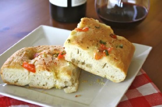 Focaccia with Tomato, Green Onion and Garlic Focaccia with Tomato, Green Onion and Garlic