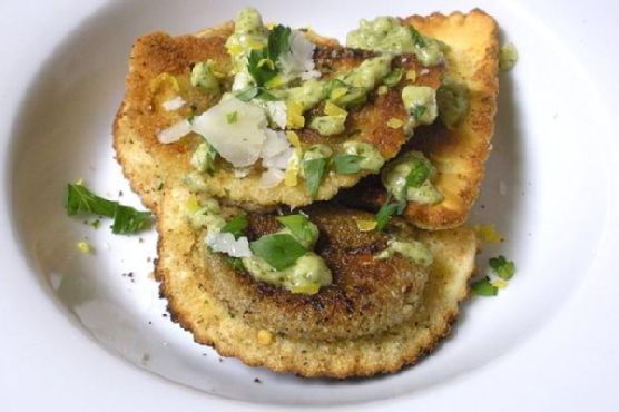 Fried Ravioli & Mint Parsley Pesto