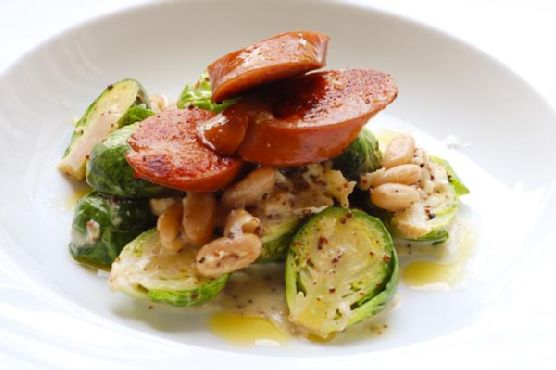 Kielbasa With Brussels Sprouts In Mustard Cream Sauce Kielbasa With Brussels Sprouts In Mustard Cream Sauce