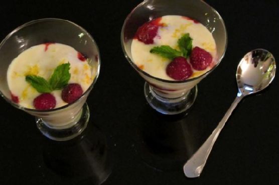 Lemon "Cream" With Fresh Raspberries