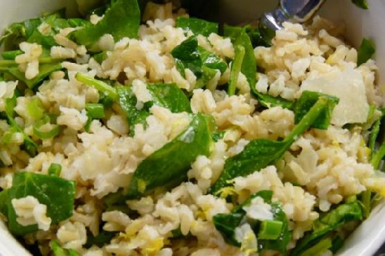 Lemony Brown Rice With Baby Spinach Lemony Brown Rice With Baby Spinach