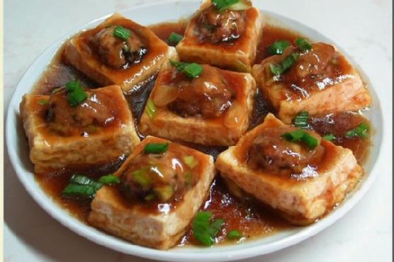 Pan-Fried Stuffed Tofu With Oyster Sauce Pan-Fried Stuffed Tofu With Oyster Sauce