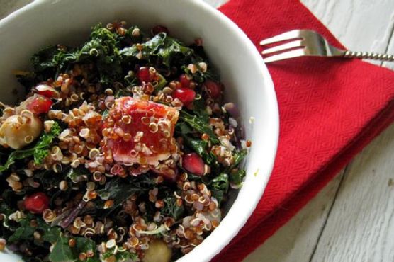 Red Quinoa, Kale, Blood Orange and Pom Salad With Meyer Lemon Vinaigrette Red Quinoa, Kale, Blood Orange and Pom Salad With Meyer Lemon Vinaigrette