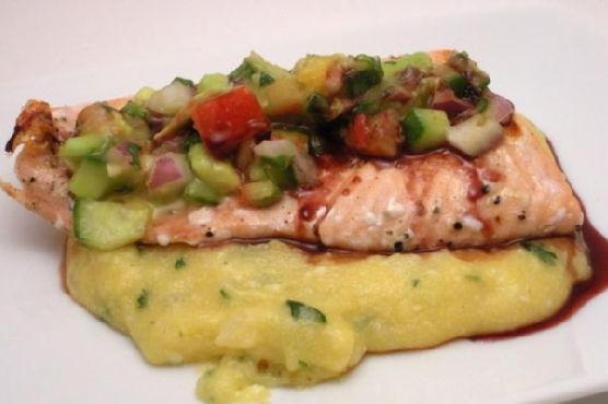 Salmon With Orange Salsa and Pomegranate Glaze
