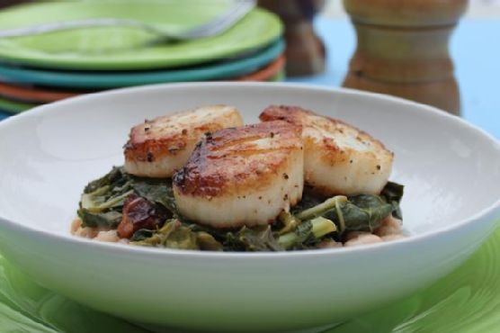 Seared Scallops With Wilted Greens Seared Scallops With Wilted Greens