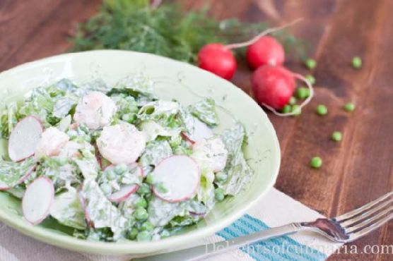 Shrimp, Pea and Radish Salad with Herb Yogurt Dressing