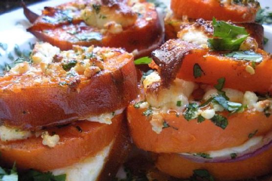 Sweet Potato, Red Onion & Cotija Stacks Sweet Potato, Red Onion & Cotija Stacks