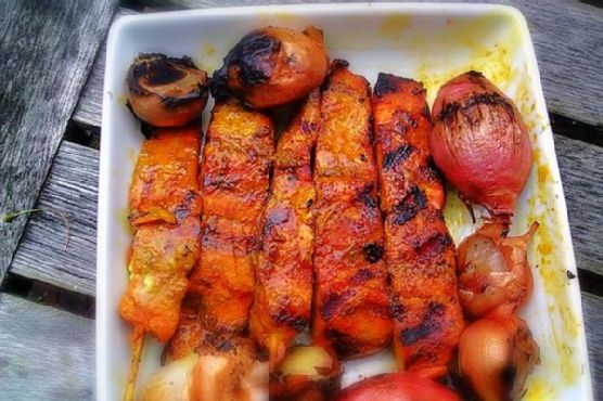 Thai Street Vendor Salmon Skewers Thai Street Vendor Salmon Skewers