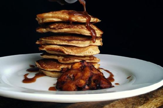 Tostone Stuffed Pancakes with a Chocolate Peanut Butter Syrup Tostone Stuffed Pancakes with a Chocolate Peanut Butter Syrup
