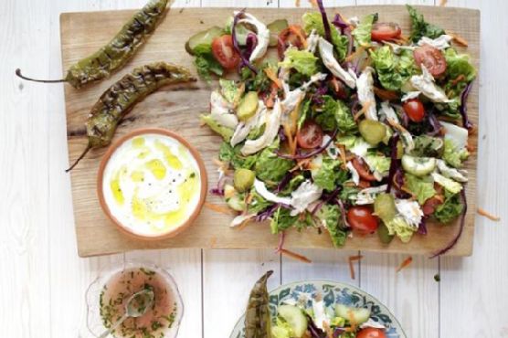 Turkish Chicken Salad with Home-made Cacik Yogurt Sauce Turkish Chicken Salad with Home-made Cacik Yogurt Sauce