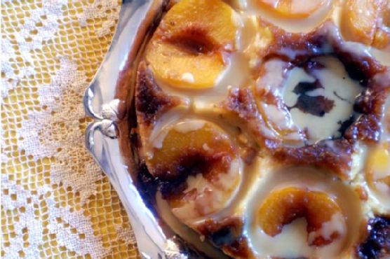 Upside Down Peach Cake With Ginger Infused Maple Cream Sauce Upside Down Peach Cake With Ginger Infused Maple Cream Sauce