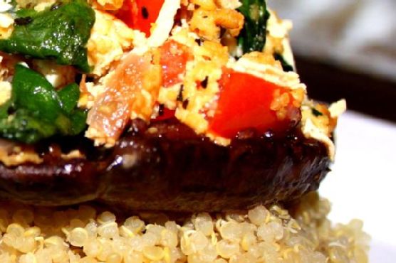 Vegan Stuffed Portobello Mushroom over Quinoa Vegan Stuffed Portobello Mushroom over Quinoa
