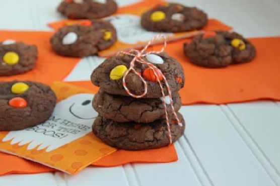 White Chocolate Candy Corn M&M Brownie Cookies