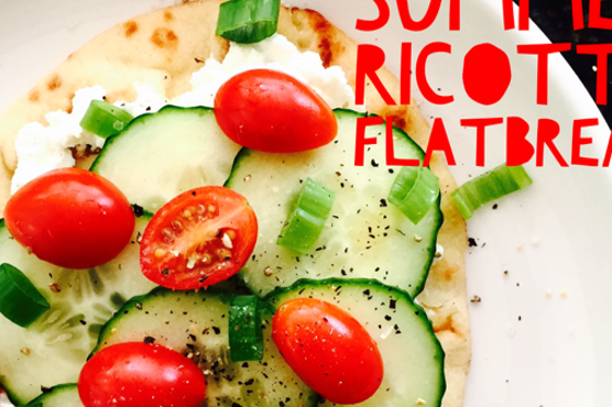 Summer Ricotta Flatbread w Cucumber, Tomato & Scallion