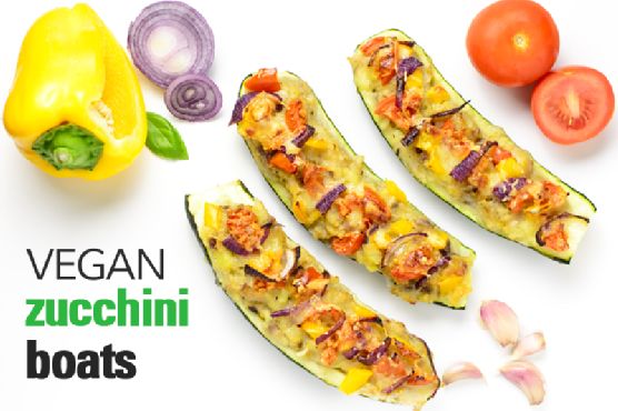 Vegan stuffed zucchini boats