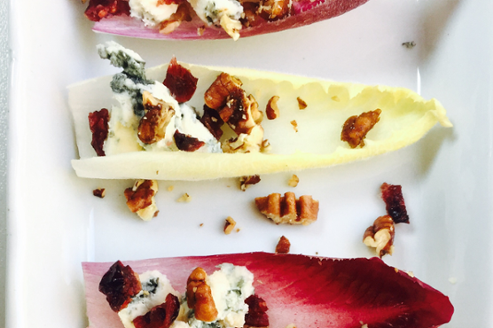 Stuffed Endive with Blue Cheese, Pecans & Cranberries