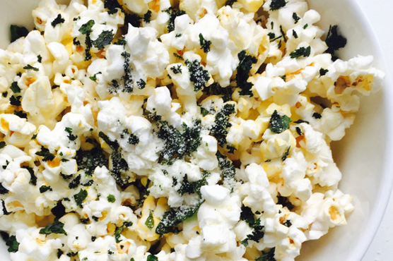 Parmesan Kale Chip Dusted Popcorn