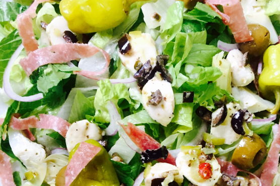 Antipasto Salad with Peperoncini Olive Tapenade