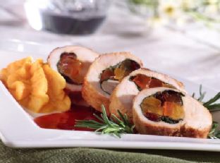 Gluten Free Fruit Stuffed Turkey Breast with Hibiscus Sauce