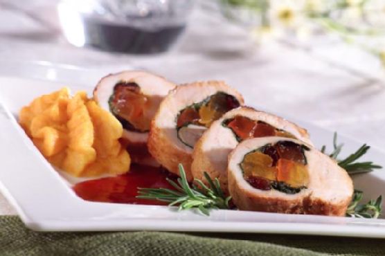 Gluten Free Fruit Stuffed Turkey Breast with Hibiscus Sauce