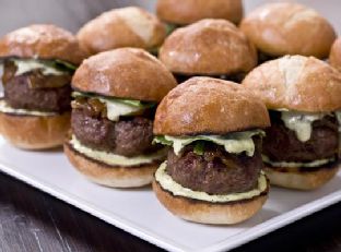 Kobe Beef Sliders With Tarragon Aioli and Caramelized Onions