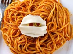 Mummy Meatballs with Spaghetti