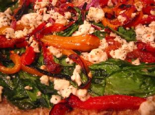 Roasted Peppers, Spinach & Feta Pizza