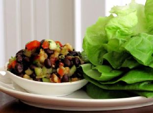 Spicy Black Bean Lettuce Wraps