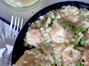 Spring Risotto with Shrimp, Asparagus and Artichoke Hearts