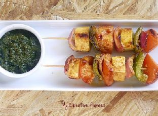Vegetable Paneer Skewers Or Paneer Tikka