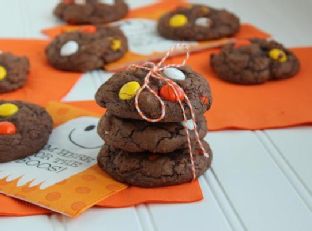 White Chocolate Candy Corn M&M Brownie Cookies